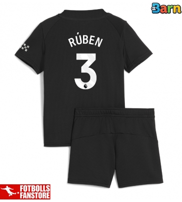 Manchester City Ruben Dias #3 Bortatröja Barn 2025-26 Kortärmad (+ Korta byxor)